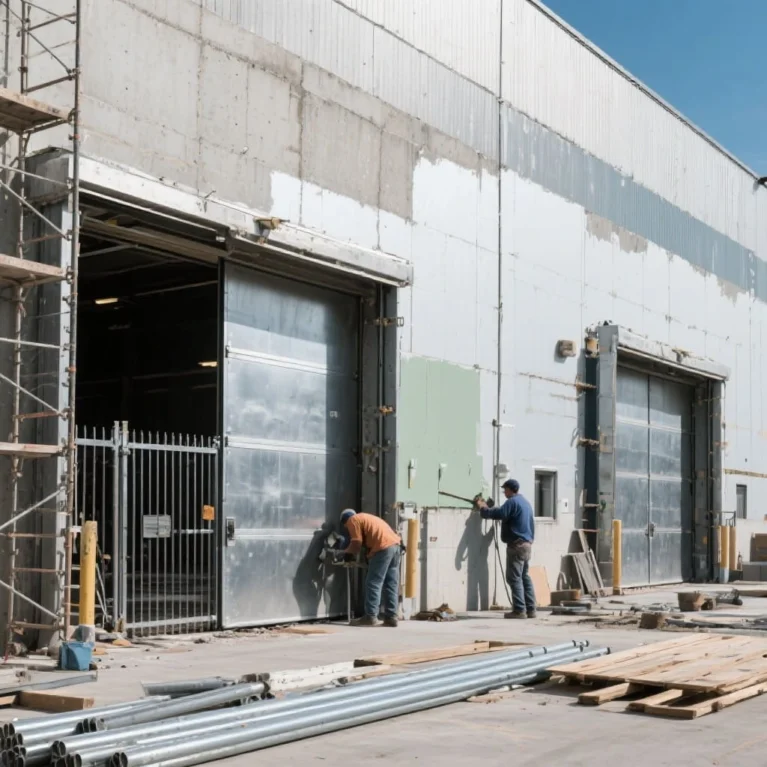 Remodelación de la parte exterior de la bodega en proceso.