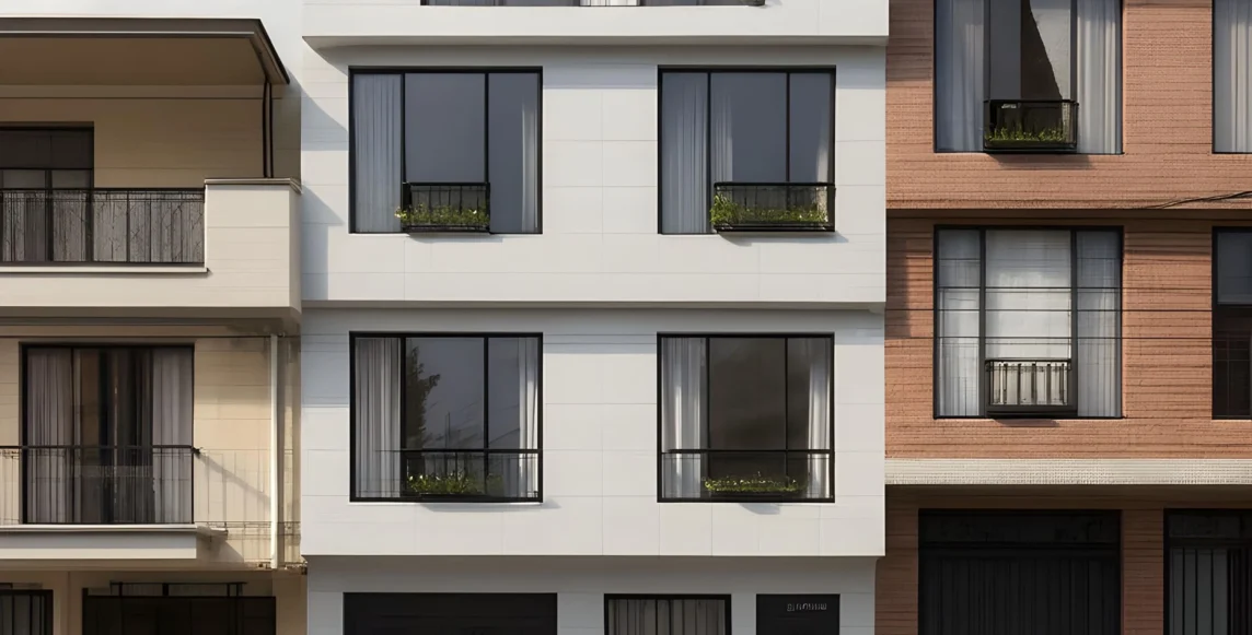 Vista frontal de una de las casas del proyecto residencial.