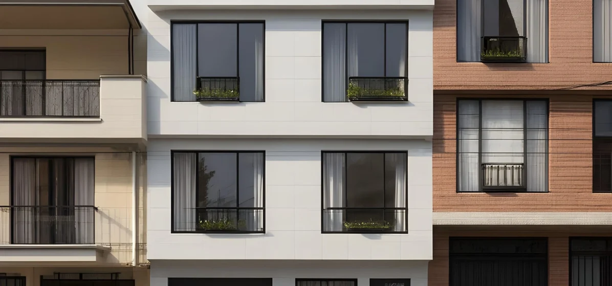 Vista frontal de una de las casas del proyecto residencial.